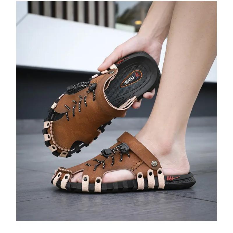 Fashion Men Sandals Outside Street Beach Style Non slip Slippers Cover Toe Summer Breathable Soft Light Plus Size 45 46 Modern Shoes