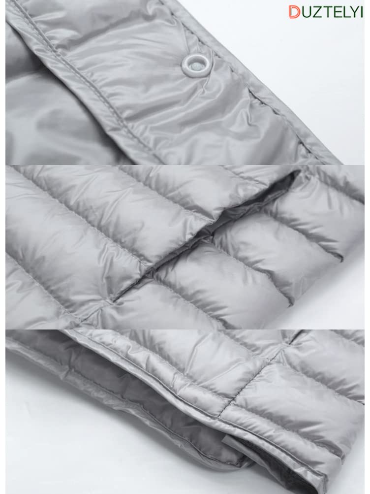 DUZTELYI Collarless Down Ultralight Inner Lightweight and Includes Compact Storage DU520 Men's Vest, Vest, Warm, Bag, (3XL, Red)