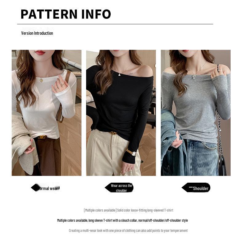 Women's High-End Off-Shoulder Long-Sleeve Stretch Top
