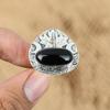 Oval Root Chakra Black Onyx Gemstone Sterling Silver Cresent Moon Artisan Ring