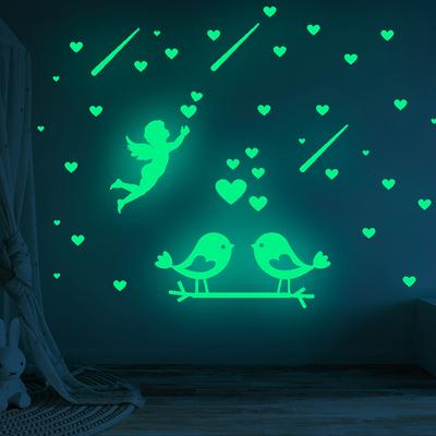 Autocolant luminos de Ziua Îndrăgostiților Autocolant fluorescent Autocolant de perete cu desene animate DIY