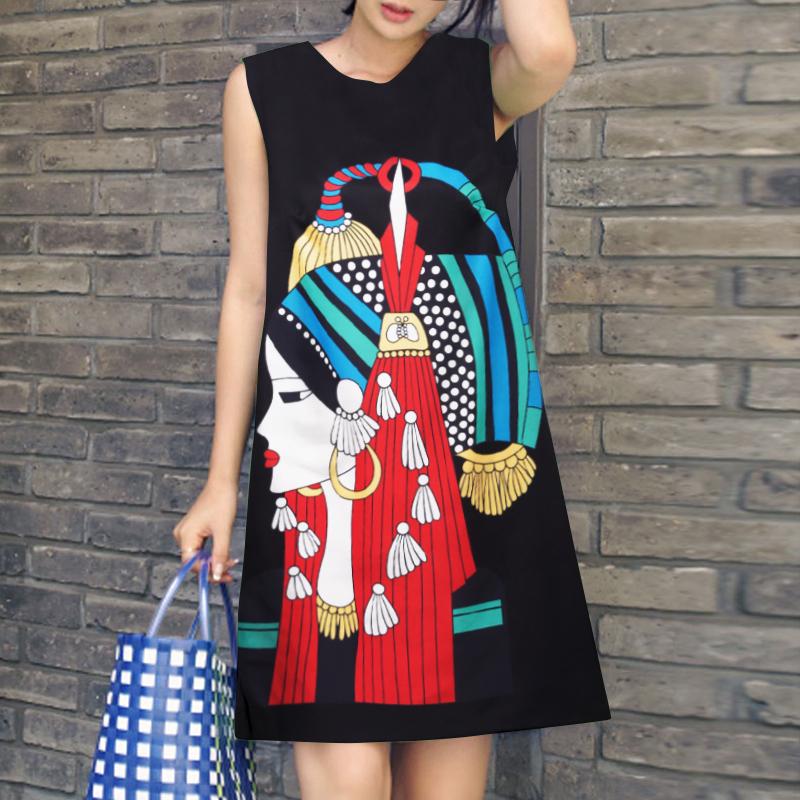 

ZANZEA Женское повседневное летнее платье-майка без рукавов с круглым вырезом и принтом 5XL