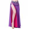 Belly Dance Skirt Double Slits Dance Training Dress Chiffon Long Skirt for Professional and Beginner