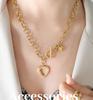 Marka 18k Gold Heart Necklace: French Style, Hollow Design, OT Clasp, Women's Titanium Steel Clavicle Chain (P1045)