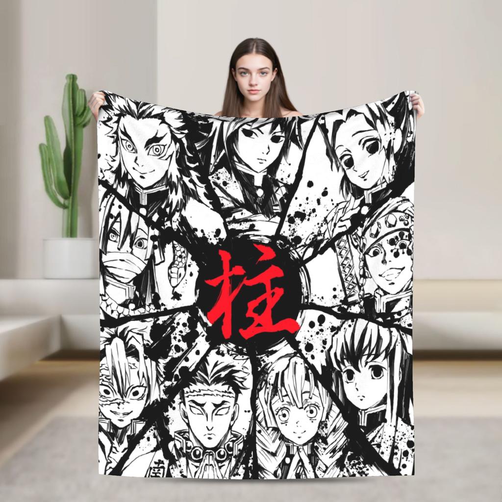 Shinobu Kochou Demon Slayer Blankets Fleece Kimetsu No Yaiba Japanese Devil's Blade Warm Throw Blankets for Sofa Bedding Throws