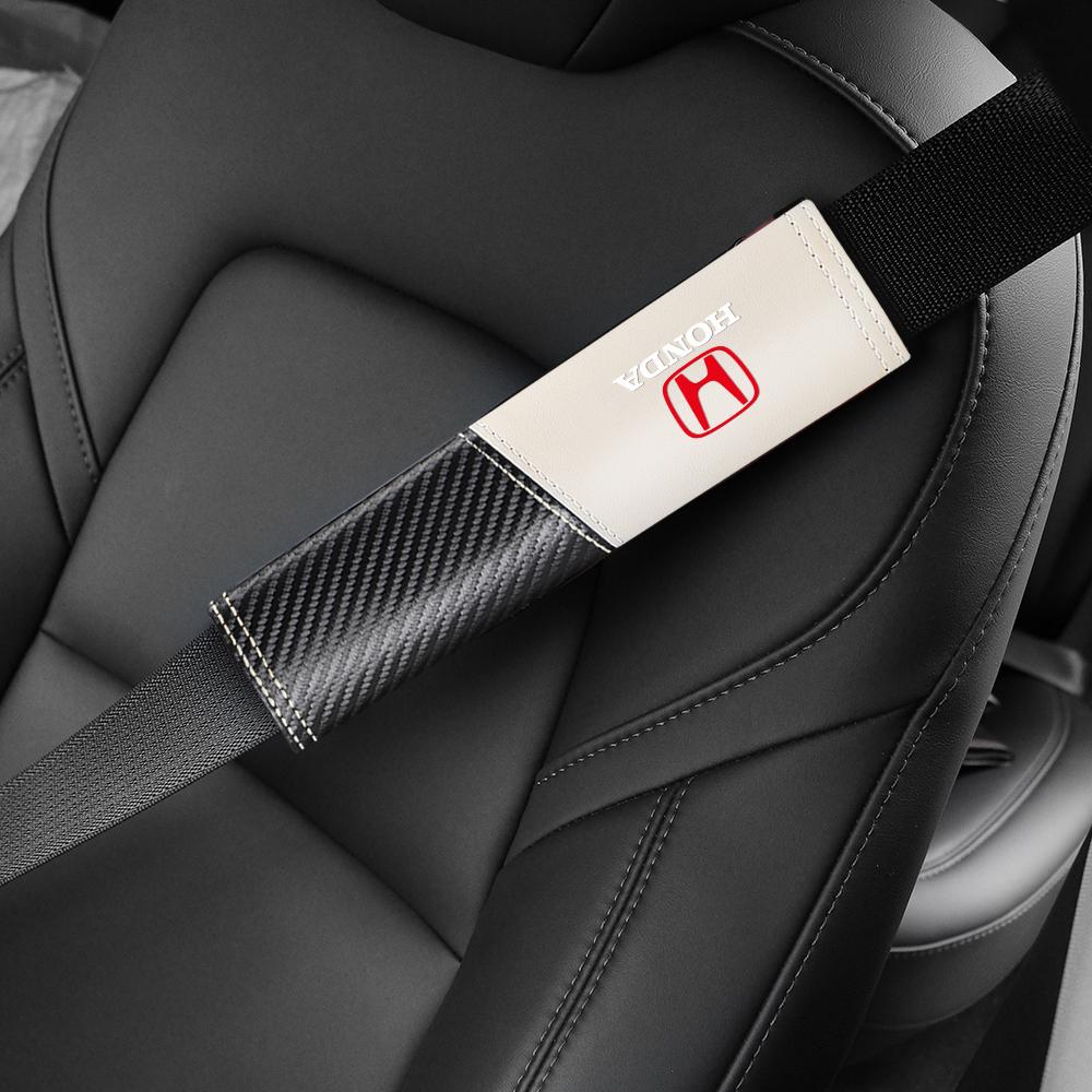 BDN3 2pcs 3D Car Carbon Fiber Seat Belt Protector Cover Pads Decoration Accessories For Honda Civic 10th 11th Gen Hrv Jazz Fit Accord