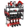 SucceBuy Power Tool Organizer Wall Mount 4-Layer Storage Rack with 4 Drill Holders with Screwdriver Holder for Garage Workshop
