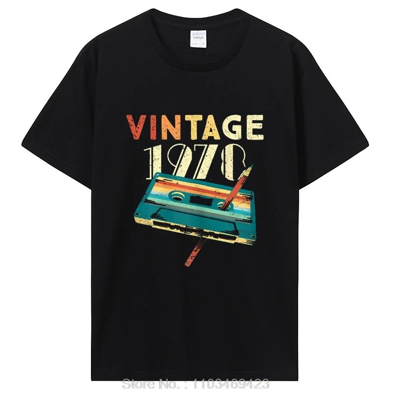 Vintage 1978 Music Cassette Birthday Gifts Old T Shirt Tops Cotton Fashion Graphic Tshirt Clothing Casual Basic T-shirts