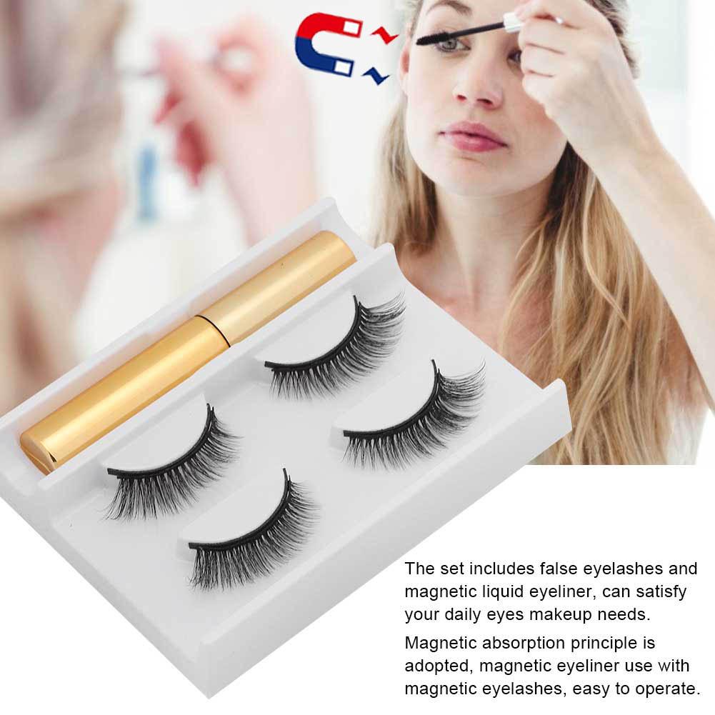 2 Pairs of 5 Magnet False Eyelash Set Magnetic Liquid Eyeliner Waterproof Lasting Eyelash