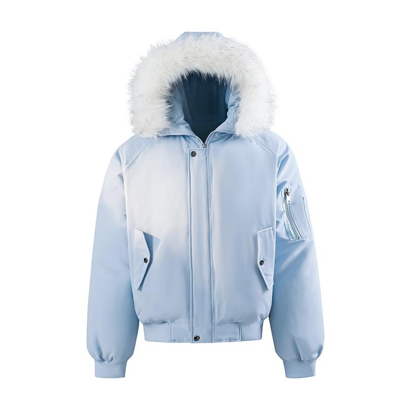 

Men s autumn and winter thickened warm couple bread clothes women s jackets fur collar short parker cotton clothes 2XL