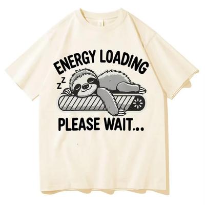 Funny Sloth Energy Meme T-shirts Men Women Fashion Short Sleeve T-shirt Hip Hop Loose Graphics Cotton O-Neck T Shirts Streetwear