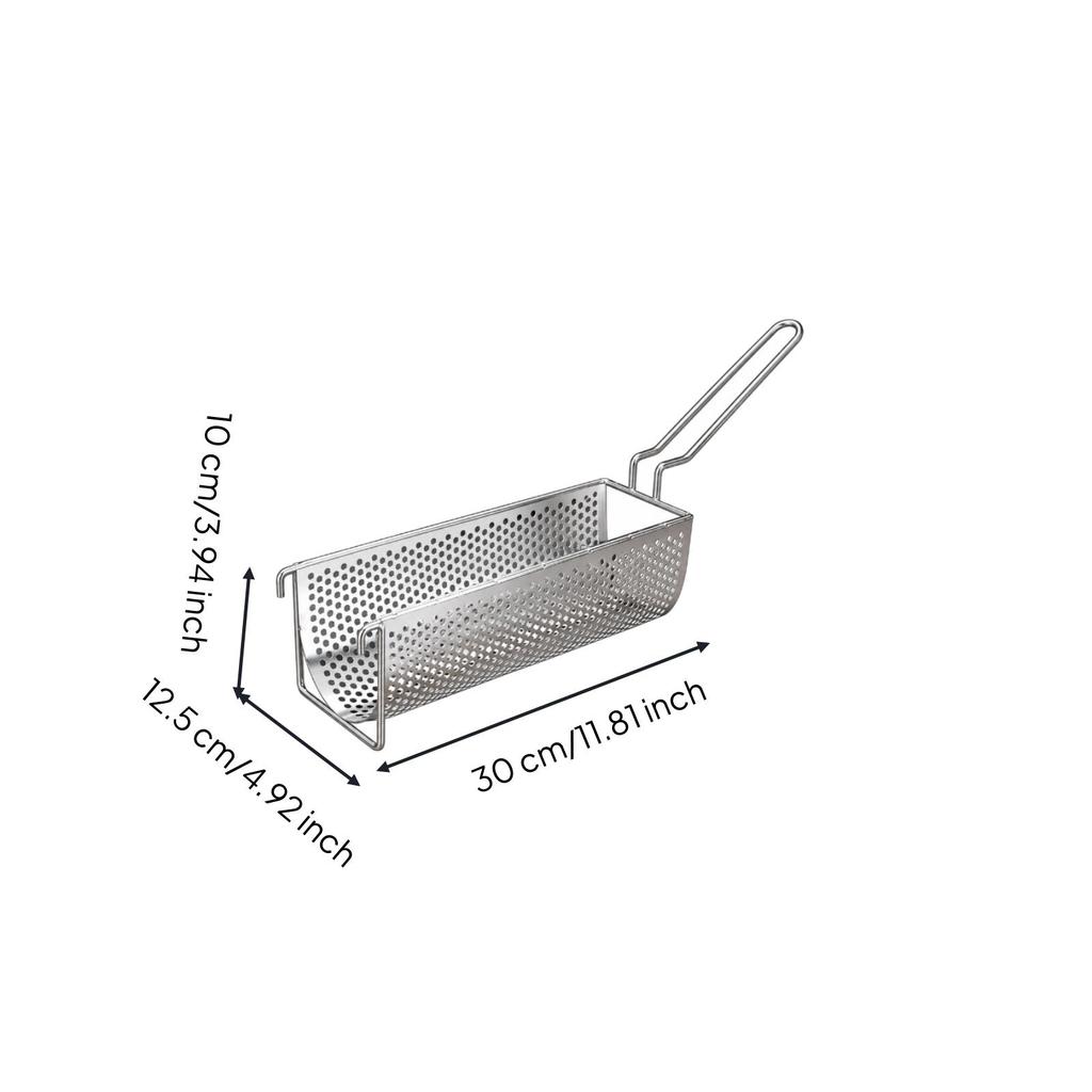 Stainless Steel Perforated Fry Basket Food-Grade Kitchen Gadget Heat-Resistant