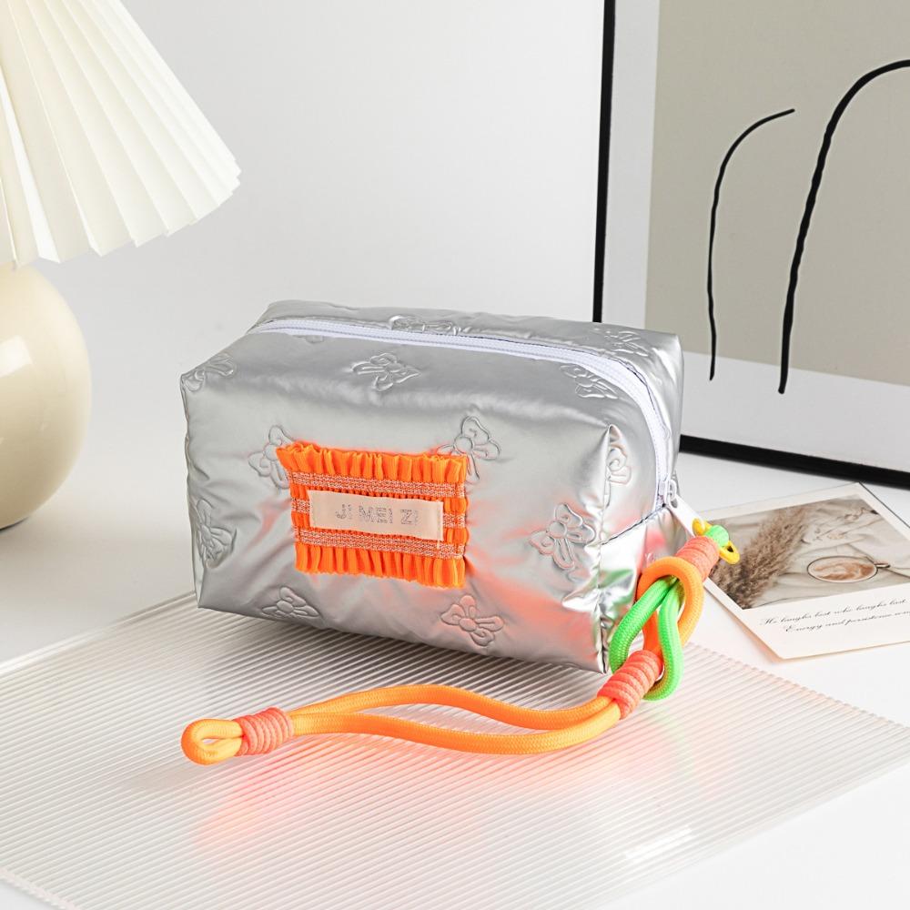 

Multifunctional Cosmetic Organizer Love Bow Pen Bag New Quilted Makeup Bag Travel Bowknot-Orange