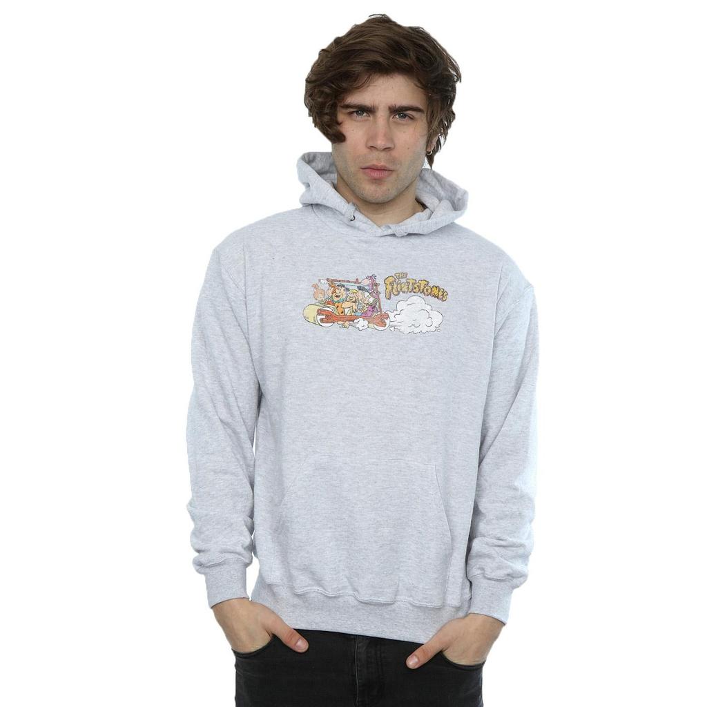 The Flintstones Mens Family Car Distressed Hoodie