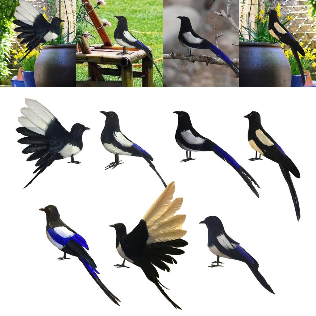 Magpie Simulation Bird Decorative Crafts Animal Garden Ornament for Garden Photography Prop Yard Art Courtyard Micro Landscape