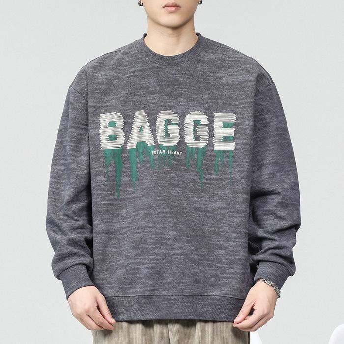 

Американский принтованный свитер с длинными рукавами, мужской осенний свободный трендовый брендовый топ с круглым вырезом большого размера, мужская повседневная куртка, тренд 4XL темно-серого