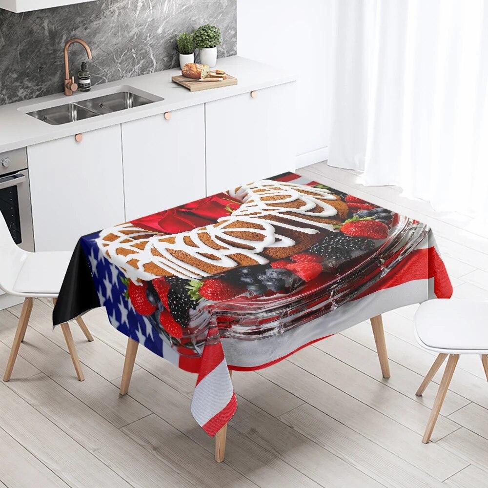 Cake Printed Tablecloth Hotel Restaurant Table Decoration and Ornament Stain Resistant Rectangular  Home