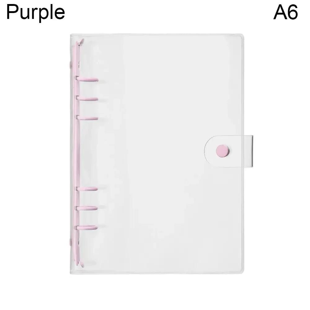 A5 A6 Transparent PVC Loose-Leaf Notebook Cover Folder Macaron 6 Ring Binder Diary Journal Planner School Stationery