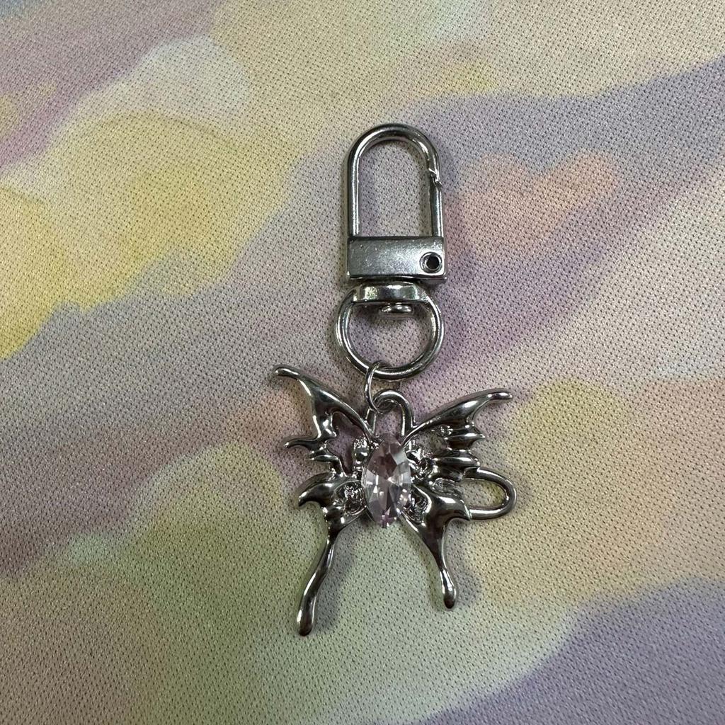 Breloc cu fundă/stea/inimă, breloc drăguț cu pandantiv fluture, fundă argintie, șnur multifuncțional pentru telefon cu funde, accesorii