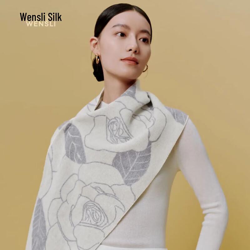 

Wanshili Merino Wool Jacquard Scarf with Metallic Thread