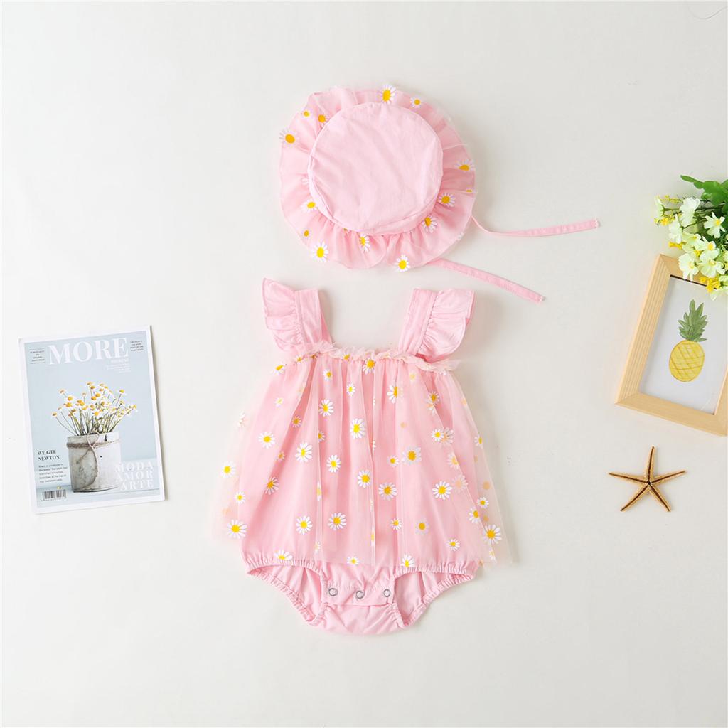 Sagit Newborn Baby Girl Letnie stroje Kwiatowy kombinezon Romper Body Spódnica Kapelusz Kombinezon