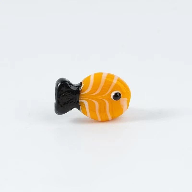 Multicolor Little Fish Glass Beads 5Pcs Cute Color Blocking for DIY Homemade Bracelet Bag Pendant Craft Accessories
