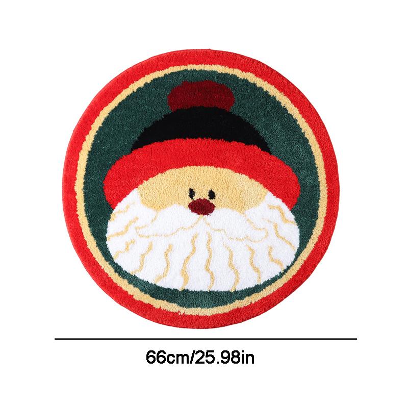 Christmas Living Room Decoration Rug Christmas Tree Elk Snowman Round Rugs Bedroom Household Floor Mats Washable Leisure Carpet