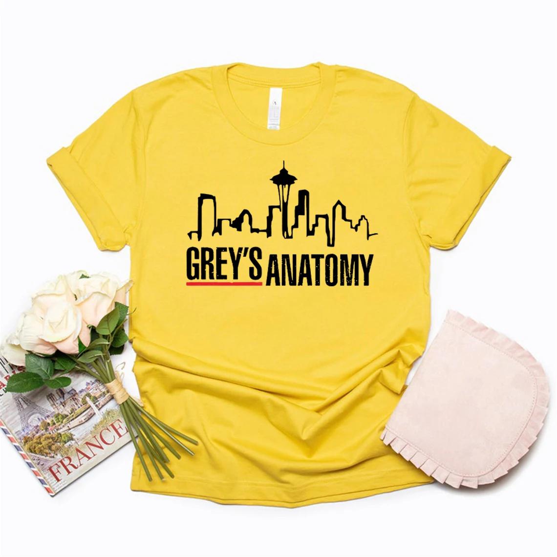 

Футболка Grey s Anatomy Футболка Лікарня Грей Слоун Меморіал Футболка з ТВ-шоу Жіночі футболки з принтом Короткий рукав Вінтажні Повсякденні Топи L жовтий