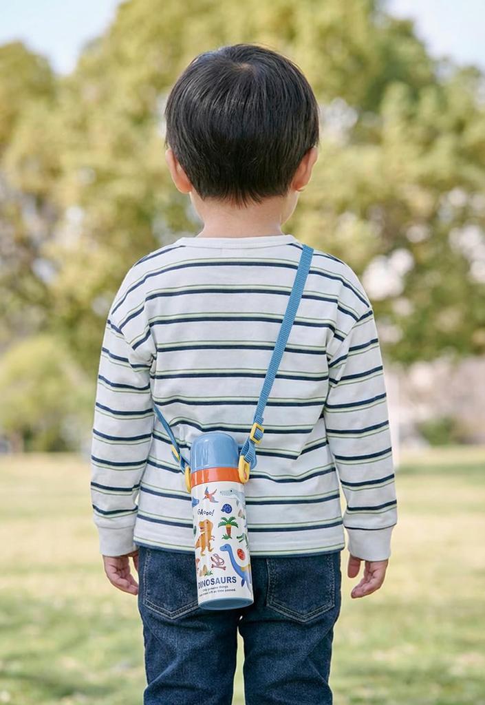 Skater Kids' 2-Way Water Bottle - Direct Drink (470ml) / Cup Drink (430ml) - Thomas the Tank Engine Design - Stainless Steel - Insulated - Lightweight