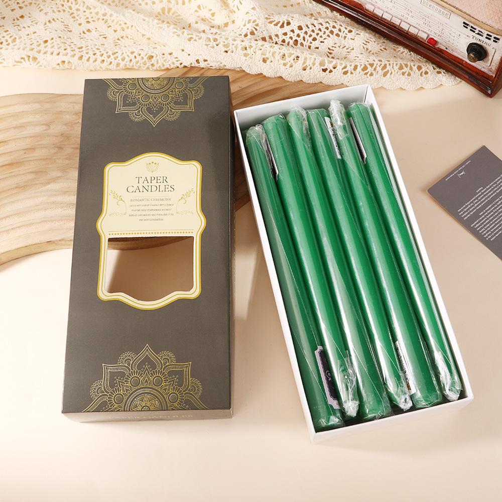 12-pack European Classic Colorful Long-stem Candles for Household Power Outage Emergency Taper-less Candles