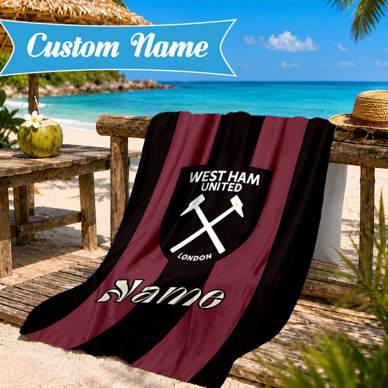 Custom Name Beach Towel hammer Crest Microfiber Beach Towel, Lightweight for Summer Travel, Swimming Pool Fan Birthday Gift