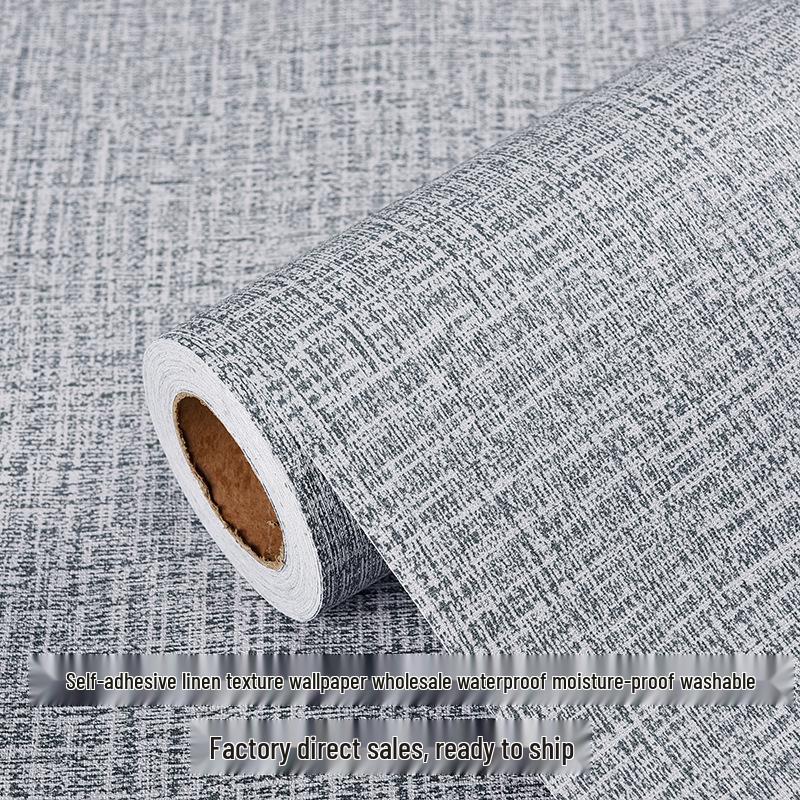 Gray Waterproof Self-Adhesive Wallpaper for Bedroom, Living Room, Dorm, or Shop Decor.