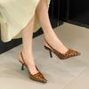 Fashion Fashion Pointed Toe Ladies High Heels Sandals Shoes Female Slip On Footwear Leopard Print Women Heeled Sandals Shoes Pumps