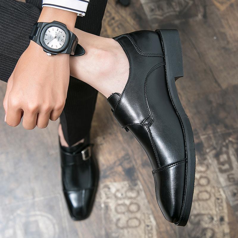 Men's shoes large size new casual leather shoes fashion splicing one-pedal lazy shoes trend literary and artistic fan loafers