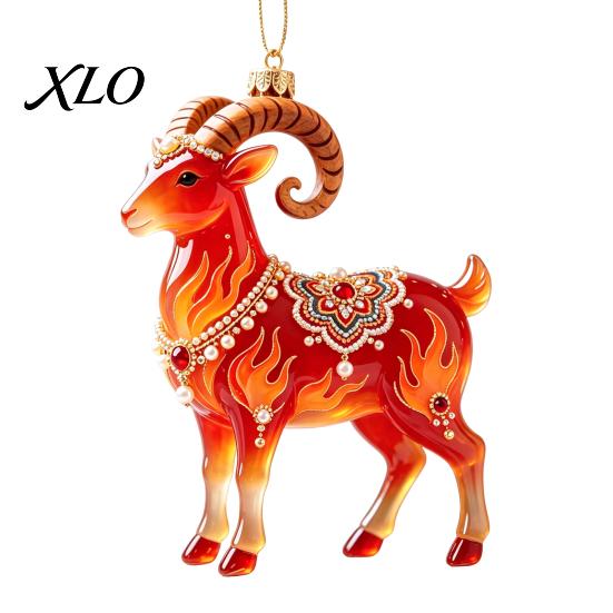 Indoor Party Decorations 2D Acrylic Goat Christmas Tree Pendant, Keychain Bag Charm, Cute Sheep Rearview Seasonal Event Ornament Mirror Hanging
