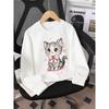 European sizes Kids' Round-Neck Hoodie | Cute Gray Kitten with Pink Bow, Sportswear and Casual Wear, Soft and Comfortable