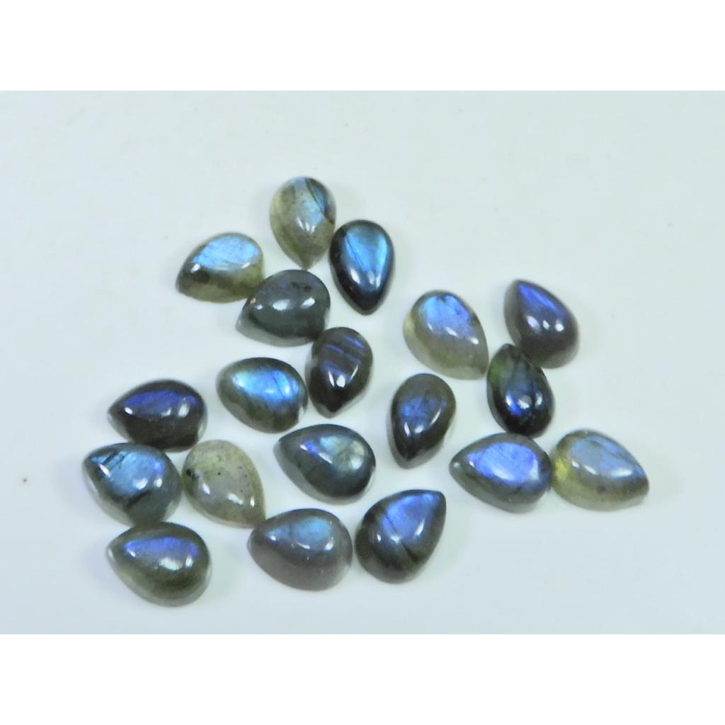 07X09MM Natural Labradorite Blue Fire Pear Cabochon Loose Gemstone 19Pcs Lot C-1109