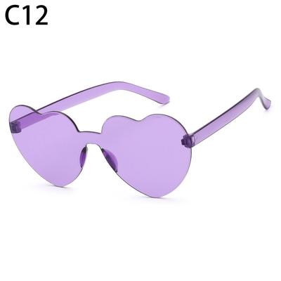 Costume Trendy Transparent Candy Color Rimless Heart Sunglasses Sunglasses For Women Heart Glasses