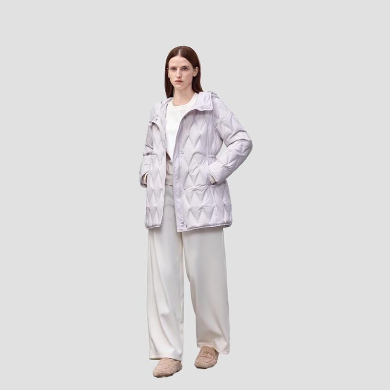 BINJORA Women's Hooded Mid-Length 95% White Duck Down Jacket J5300DB60
