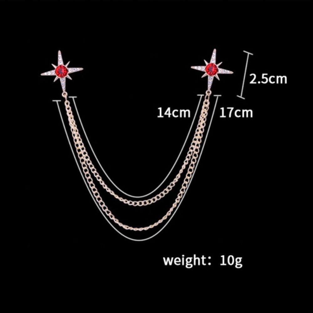 Metal Star Collar Brooch Chain Double Layer Chain Chain Brooch Creative Gift Shirt Collar Pin