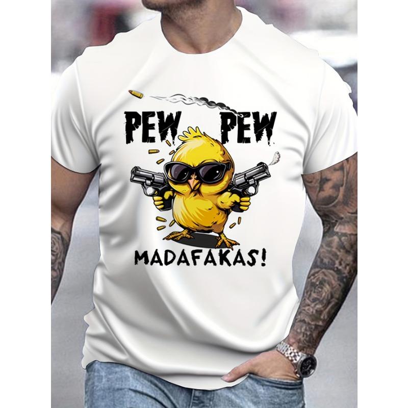 Summer Men's Casual Loose Oversized Cool Cartoon Printed Comfortable Round Neck Short Sleeved T-shirt Top Outdoor Pullover