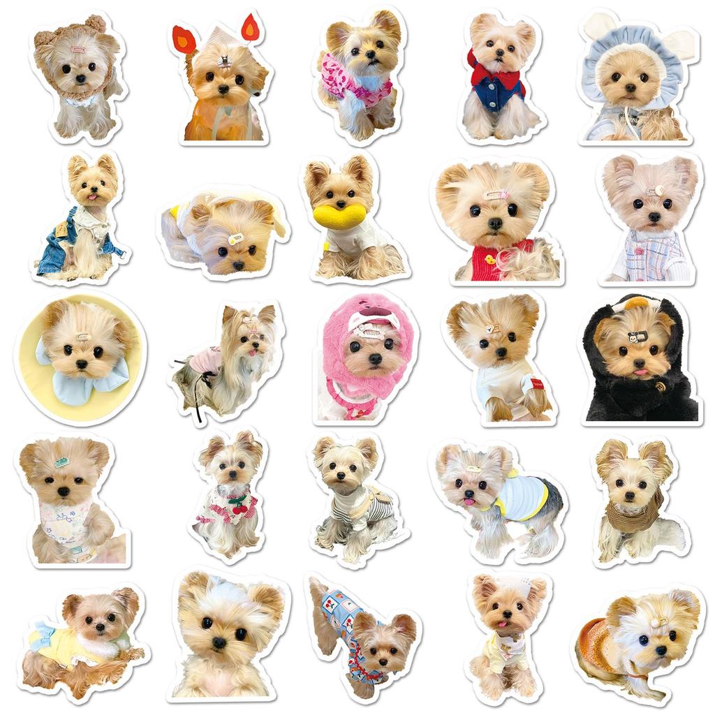 Yorkshire Terrier Puppy Stickers: Cute Pet Decorations for Planners, Helmets, and Water Bottles (50 Sheets)