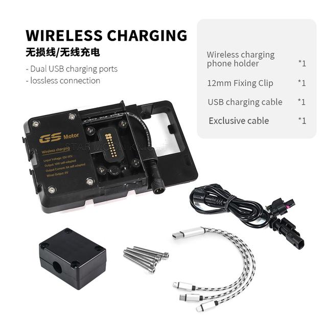 

For BMW R1250GS ADV R1200GS F850GS F750GS F700GS F800GS Wireless Charger USB Navigation Mobile Phone Holder F900XR F900R S1000XR Wireless charging