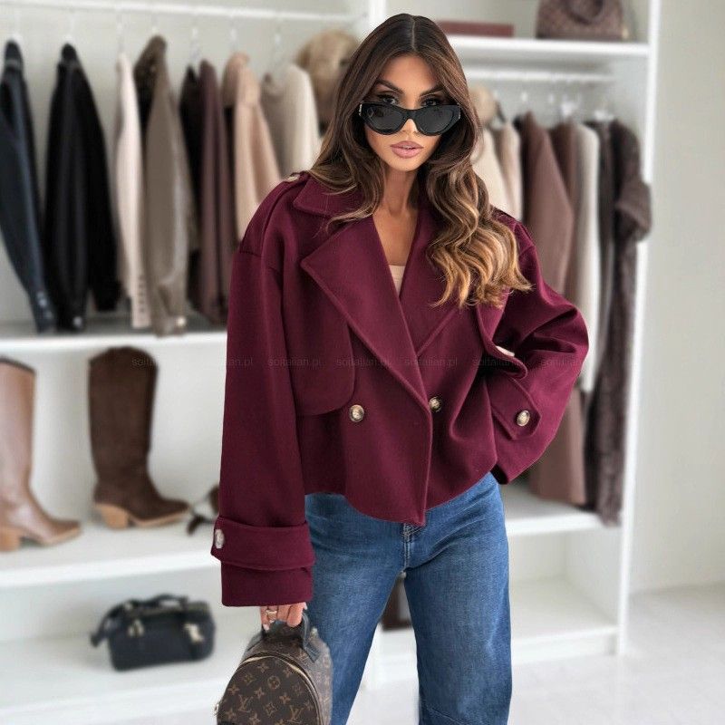 Fashion Style Fall and Winter Female Short Woolen Coat Loose Casual Stylish Niche Style Short Cardigan Jacket Tops