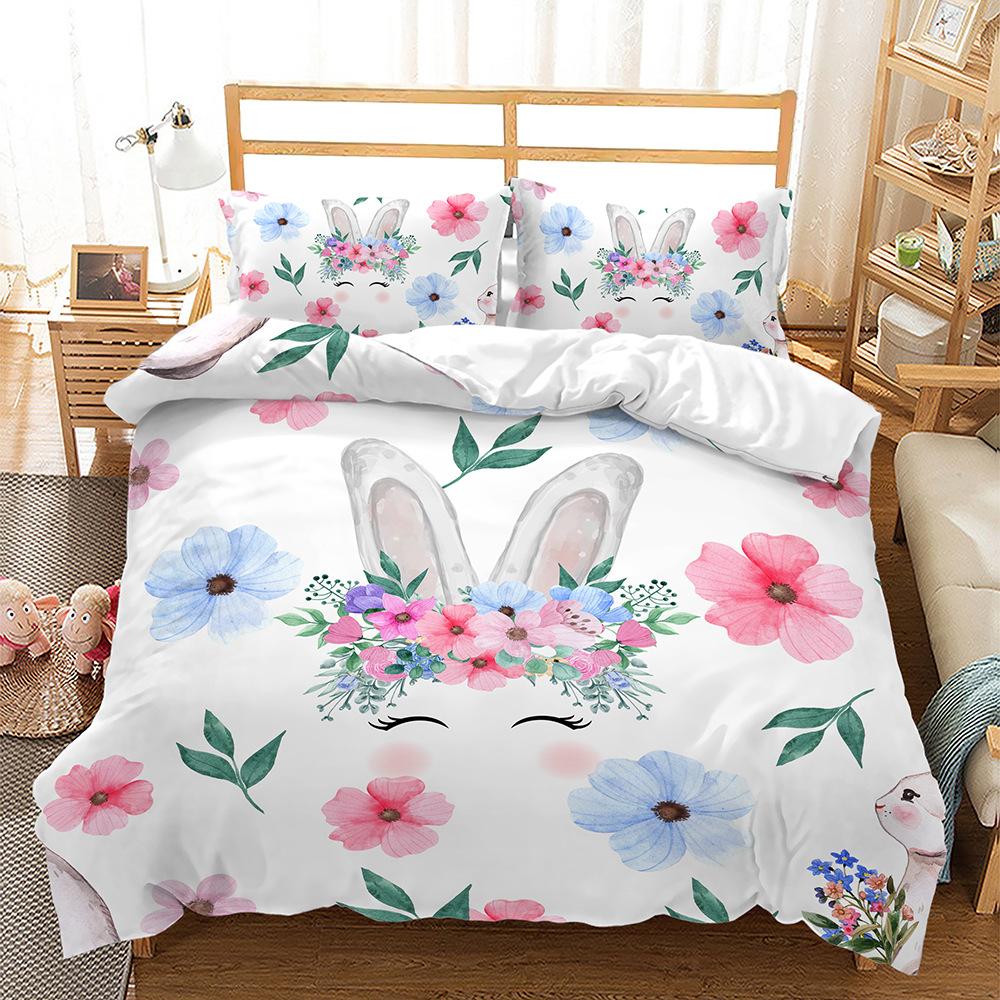

Kit 3D Digital Printing Quilt Cover Illustration Rabbit Three-Piece Set Four-Piece Set 135 * 200 (two-piece set)