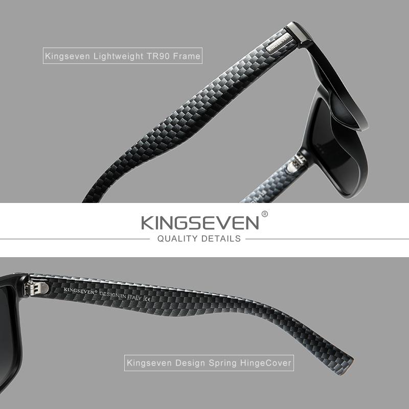 Original KINGSEVEN Marke Quadratische Retro Gradient Polarisierte Sonnenbrille Frauen Männer Carbon Faser Muster Design Outdoor Sport Brillen