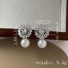 Copper Inlaid Zircon Baroque Flower Pearl Earrings for Brides and Evening Parties