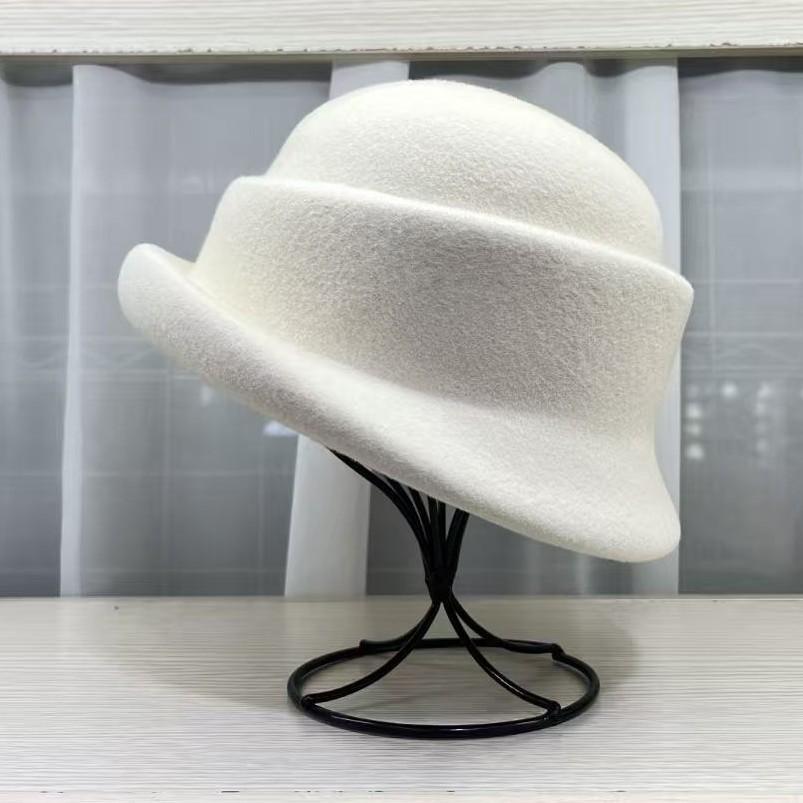 High-quality wool woolen light luxury retro top hat women's autumn and winter warm versatile washbasin hat solid color beret