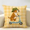 Cute Funny Animal Ins Cartoon Cushion Cover Natural Linen Organic Fabric DoubleSided Printing Room Sofa Decor Pillow Case