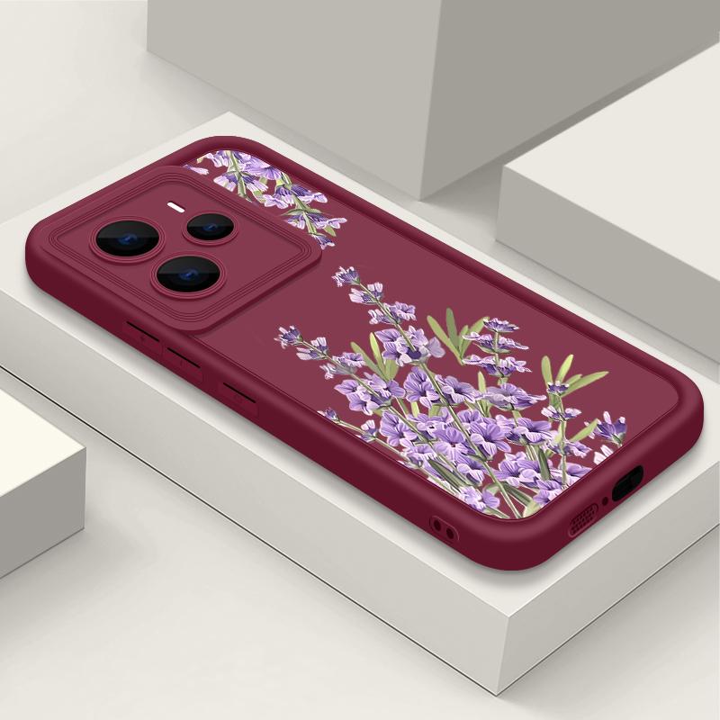 

Матовый мягкий чехол с цветочным узором для Xiaomi 14T Pro 13T Redmi Poco X7 F6 Pro X6 Note 14 Pro 13 12 11 TPU защита линз противоударный силиконовый чехол для телефона Xiaomi 11T / 11T Pro вино красного